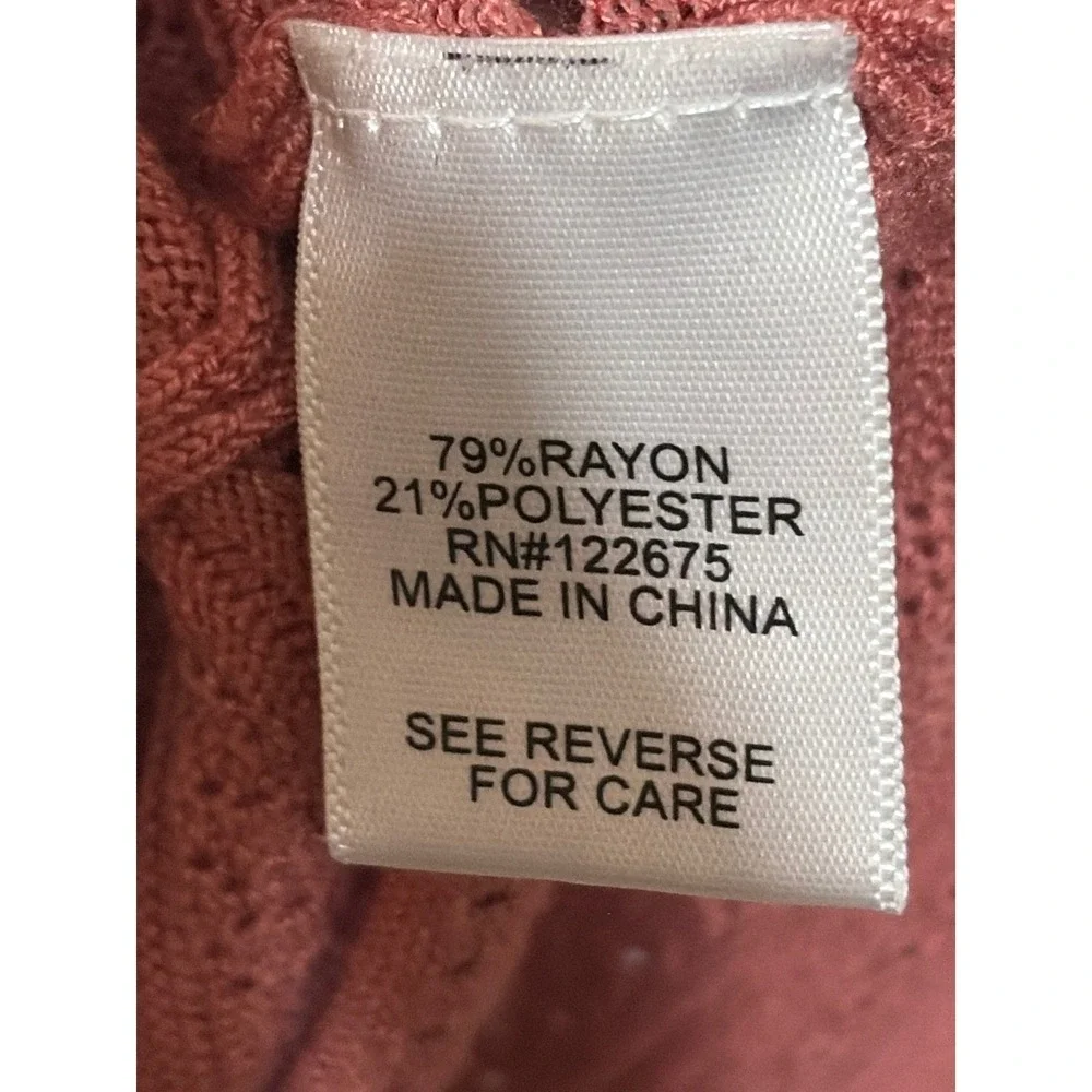 Lety & Me Dusty Rose Open Front Knit M Layering Cardigan Textured Hem Drape - Picture 3 of 5